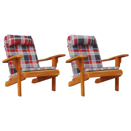 vidaXL Coussins de Chaise 2 pcs Vichy Rouge 58 x 77 x 4,5 cm, Salon, Moderne, Coussin Ergonomique, Pad d'extérieur Durable, Confort Optimal pour chaises,...