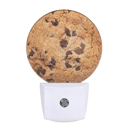Image of Food Decorative Night Light Chocolate Chip Cookie Funny Dessert Plug-in Nightlight Energy Saving 0.5W LED Lighting for Boys Girls Men Women