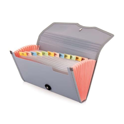 Image of Polen Men Polypropylene Expanding Cheque Book Holder Case, 13 Pocket Multi Passbook Holder /Bill Folder /Passport /Memo Cards /Cash Storage Pouch Organizer with Elastic Swing .(Radiant Grey)