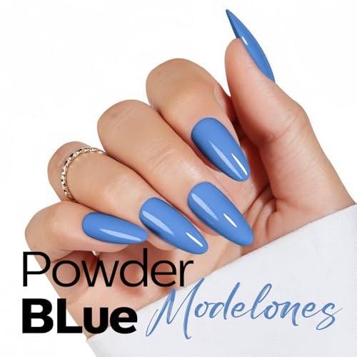 Image of modelones Azure Blue Gel Nail Polish Blue Gel Polish Soak off LED Pastel Solid Nail Gel Polish Nail Art Manicure 15 ML
