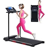 Walking Pad Treadmill with Handle Bar, Portable Treadmill with Handles for Home Apartment Small, 3.5HP & 0.6-10MPH Electric Small Treadmills Home with Big Screen, 400LBS