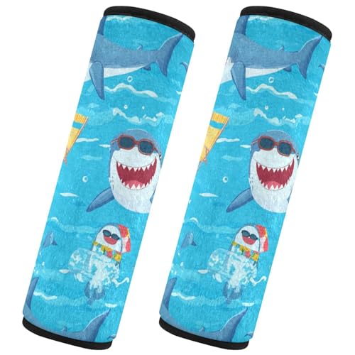 Seat Belt Covers 2 Pack Sharks Car Seat Strap Covers Super Soft Multiple Poses Car Seat Neck Cover for Boys Girls Adults Babies S