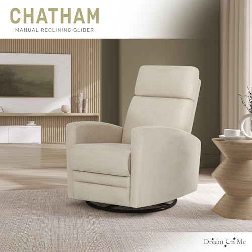 Image of Dream On Me Chatham Basic Nursery Rocking Glider in Lenin, 360 Swivel Motion, FSC Certified, Greenguard Gold & JPMA Certified Nursery Glider, Three Rocking Modes Nursery Glider Recliner