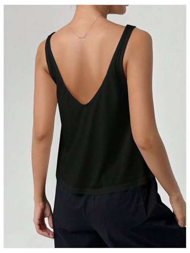 SweatyRocks Women's Flowy Tank Tops V Neck Sleeveless Loose Fit Crop Top2