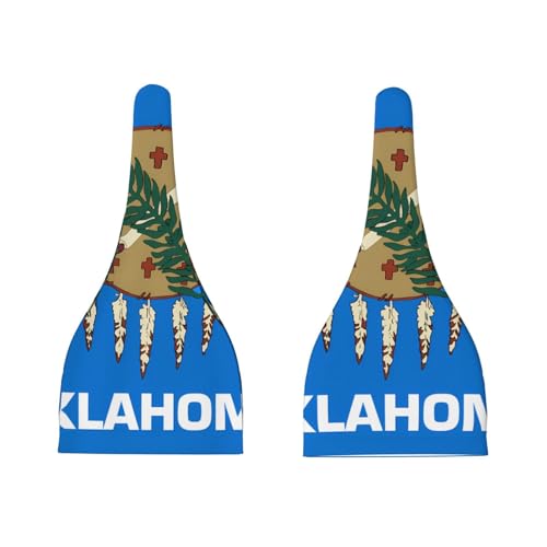 Oklahoma State Flag Print Newborn Baby Hat, Soft Top Knotted Beanie Cap, Cute Infant Headwear for 0-6 Months Welcome Party Black3