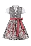Stockerpoint Mädchen Kinderdirndl Lilly Kleid für besondere Anlässe, grau-Bordeaux, 122-128