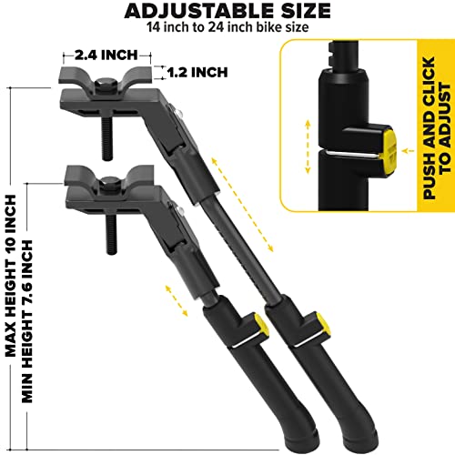 Ultraverse Center Mount Kickstand For 14, 16,18 And 20 Inch Kids Bikes, Bmx, Mountain Bikes- Great Bicycle Adjustable Accessory For Children, Boys, Girls- Black/Yellow Aluminium Alloy Stand #TOP1