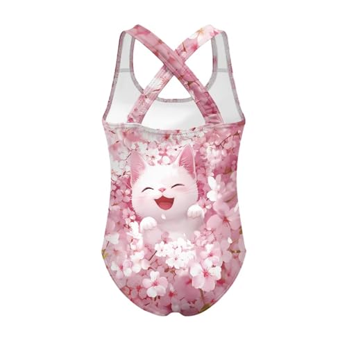Image of WELLFLYHOM Girls Swimsuit 5-14 Cross Back Swimwear Full Coverage One Piece Bathing Suit Sleeveless Beachwear