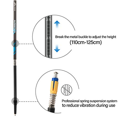 BISINNA Collapsible Trekking Hiking Poles- 2 Pack Folding Aluminum 7075 Walking Sticks with Quick Lock Antishock System,4 Season Accessories,Telescopic, Collapsible, Lightweight for Men Women