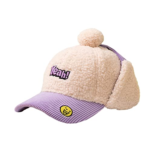 Vobozeany Kinder Baseballkappe Winter Warm Bommelmütze Beanie Wintermütze mit Ohrenklappen Winddichte Trappermütze Fliegermütze für Jungen und Mädchen 3-10 Jahre Cover