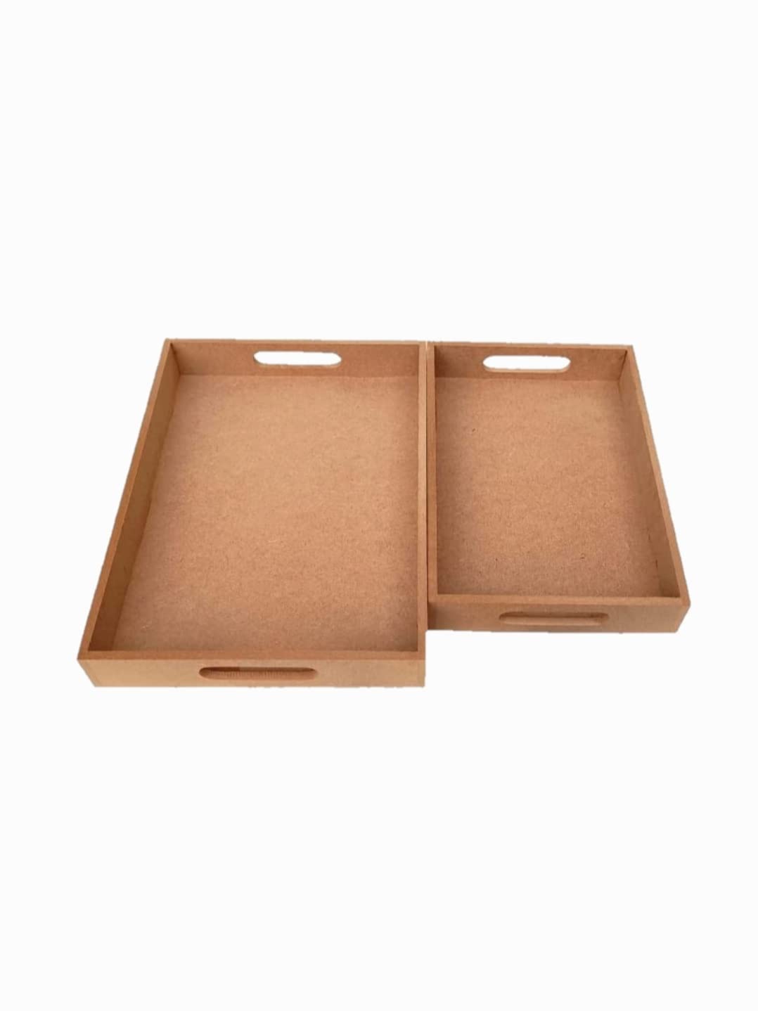 INDIAN ARTISANS 2 MDF Rectangular Tray for Art and Craft Set of 2 | Unfinished MDF Trays Plain for Decoupage | Resin Art Work & Decoration. Size (14 x 10 12 x 8)