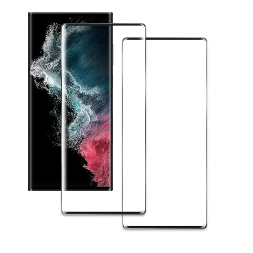 [2 Piezas] Protector de Pantalla para Samsung Galaxy S22 Ultra, Dureza 9H Cristal Vidrio Templado, Anti-Arañazo, HD 4D Cobertura Completa, Sin Burbujas, Ultra Resistente Arañazos