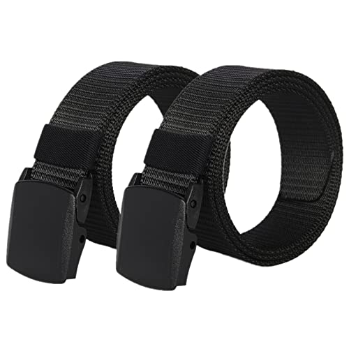 Belts Men Women, Nylon Canvas Tactical Military Quick Release Metal Free Buckle Belt, 2 Pack