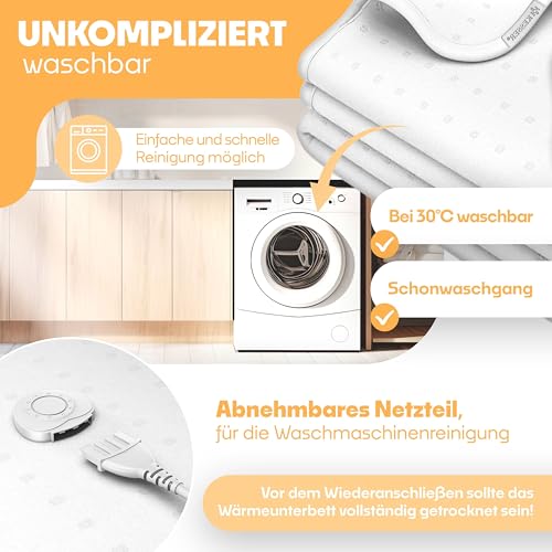 KESSER® Wärmeunterbett 150x80cm mit Abschaltautomatik Fernbedienung | Heizdecke mit 3 Temperaturstufen | Wärmebettunterlage fürs Bett Matratzenheizung | Wärmedecke aus weichem Vlies Heizkissen Weiß