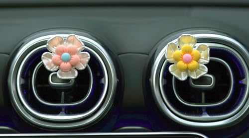 Image of Car Swinging Ornament Cute Flower Car Air Vent Clips Set,Car Accessories Essentials For Women For Cute Girl Car Interior Ornaments Car Decoration Decorative Accessories Car Gifts （8pcs）