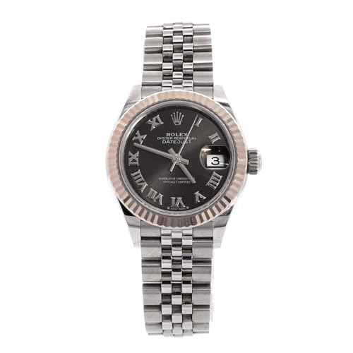 Pre-Loved Oyster Perpetual Datejust Dark Grey Automatic Watch Stainless Steel and White Gold 28