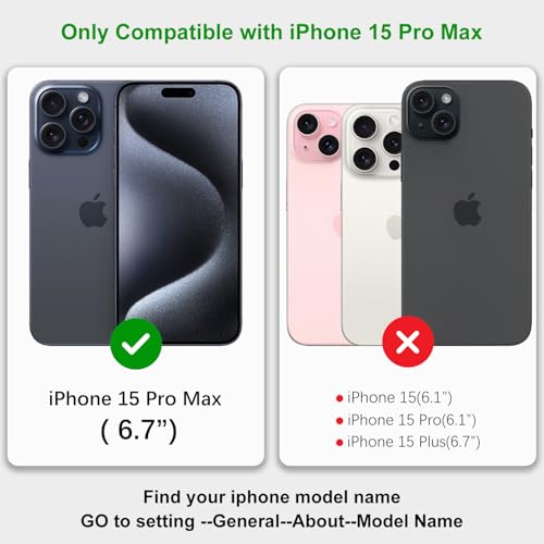 Image of for iPhone 15 Pro Max Case Wallet with Card Holder,for iPhone 15 Pro Max Wallet Case for Women Men,PU Leather Shockproof Magnetic Buckle Stand Flip Phone Case-Red