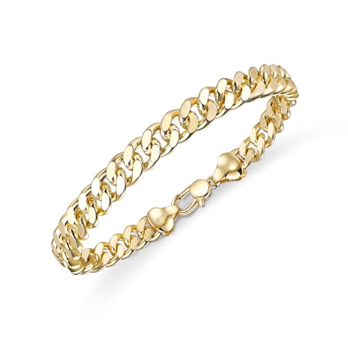HIKARITO 7mm Gold Cuban Link Chain Bracelet for Men Women 14K Gold Chain Necklace for Women & Men Chains for Mens Cuban Chains Bracelet Secure Buckle Hypoallergenic Trendy Dainty Jewelry Gifts Size( 7.5 inch)