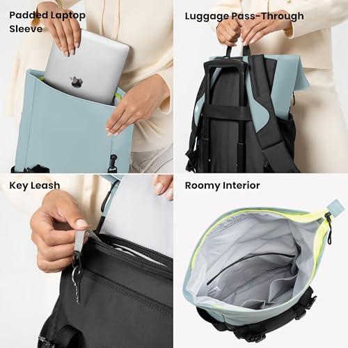 Image of Sherpani Sedona, Foldover Backpack Purse, Laptop Backpack, 16L Recycled Nylon Backpack, Fits 15'' Laptop, RFID Protection, Travel Gift for Women (St. Lucia)