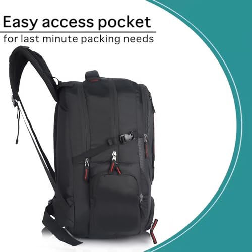 Image of Half Moon Extra Large 60L Rucksack Travel Backpack Bag for Man Waterproof Trekking Bag for Men with Rain Cover & 17-Inch Laptop Luggage Bags for Mens Hiking & Tourist Bag for Men (Black & Red)