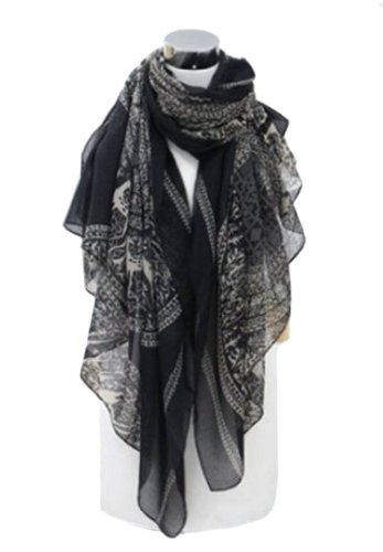 Change Korean Fashion Deer Pattern Women Long Cotton Scarf Shawls (Black)