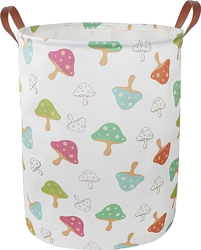 Image of CLOCOR Baby Laundry Basket,Collapsible Kids Toys Storage Baskets,Nursery Hamper for Boys and Girls,Jungle Bedroom Decor,Gift Basket（Mushroom