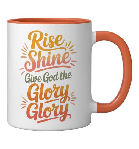 Taza de cerámica naranja y blanca 11 onzas miniatura 2