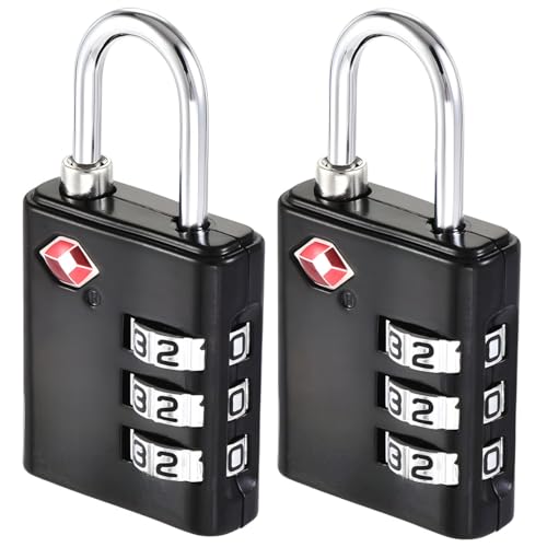 Trajectory Luggage Locks Luggage Lock (2-Pack) – TSA Approved – 3 Digits Combination Padlock for Travel, Suitcases, Lockers, Backpacks in Black Trajectory Luggage Locks Luggage Lock (2-Pack) – TSA Approved – 3 Digits Combination Padlock for Travel, Suitcases, Lockers, Backpacks in Black