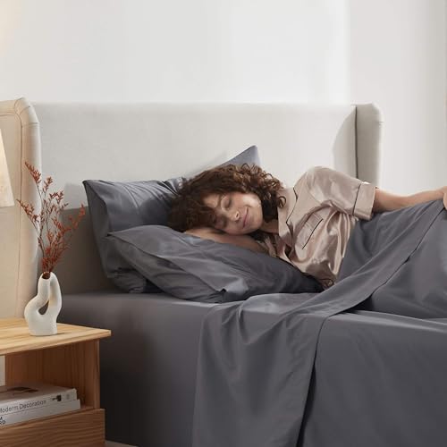 Image of Nestl Twin Bed Sheet Set - Dark Grey - 3-Piece Deep Pocket | Instantly Soft, Night-One Ready (No Wash Required). Fits 16-Inch Deep Pockets, 360-Degree Elastic Grip