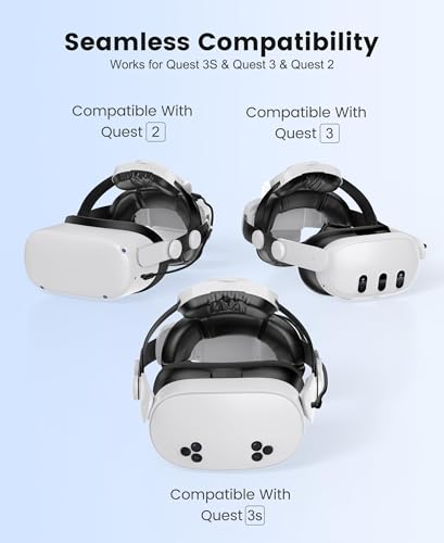 Image of Kawaye for Meta Quest 3S /3 /2 Head Strap with 7500mAh Hot-Swap Bateries for 3-4H Playtime,Double Knobs Adjustable VR Headset Strap with Large Support Pad Enhanced Support&Comfort for Games