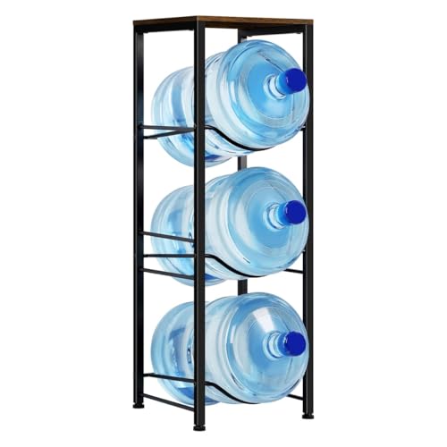 Image of ecofynd 3 Tier Water Dispenser Stand with Top Shelf, Heavy Duty Water Cooler Storage Rack, 20 Litre Engineered Wood & Metal Bottle Holder for Home & Kitchen, Office, School, Hospitals, Restaurants