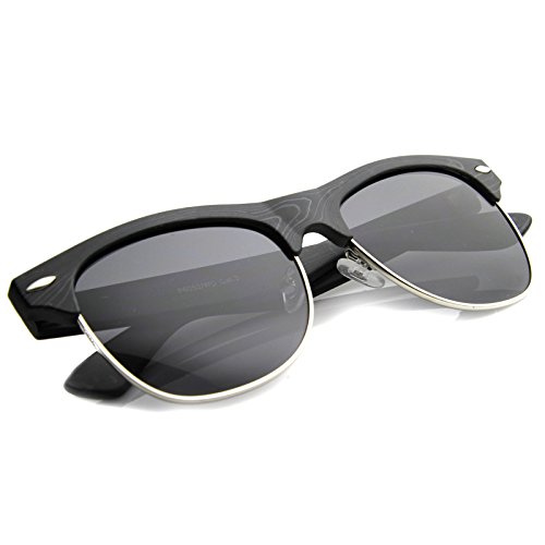 zeroUV Classic Retro Wood Printed Half Frame Horn Rimmed Sunglasses 54mm4