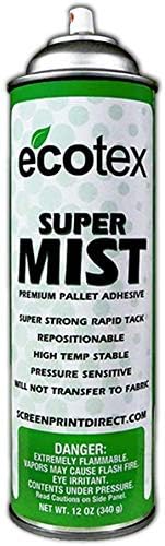 Ecotex Super Mist Premium Spray Pallet Adhesive for Screen Printing Restickable Fabric Glue 12 Ounce Can