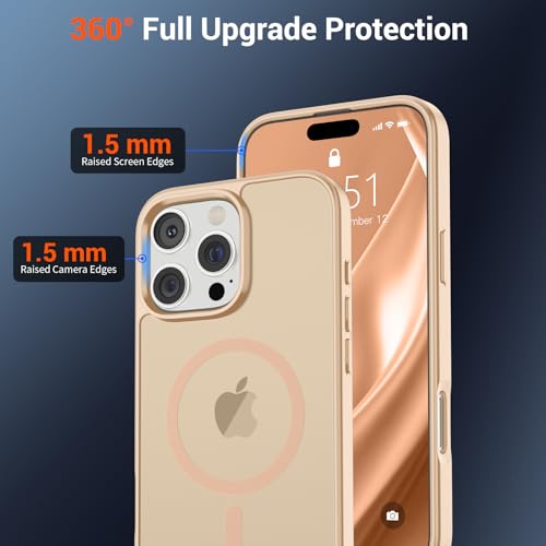 Image of SUPFINE Magnetic for iPhone 16 Pro Max Case(Compatible with MagSafe)(Military Grade Drop Protection) Slim Translucent Matte Shockproof with Anti-Fingerprint Phone Case,Sand Pink