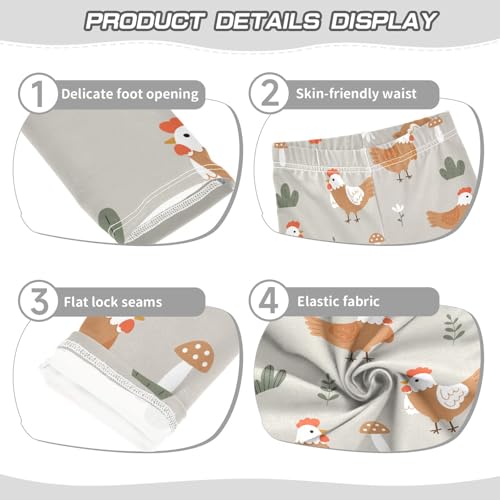 Hen Mushrooms Girls Leggings,Workout Leggings for Girls Toddler Athletic Leggings Size for 3-10T3