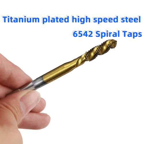 Vleant Gewindebohrer-Set – 5-teiliges M3- M8-Gewindebohrer-Set, metrisch, Spiralnuten, Hss6542 mit Titanbeschichtung, Gewindebohrer-Set