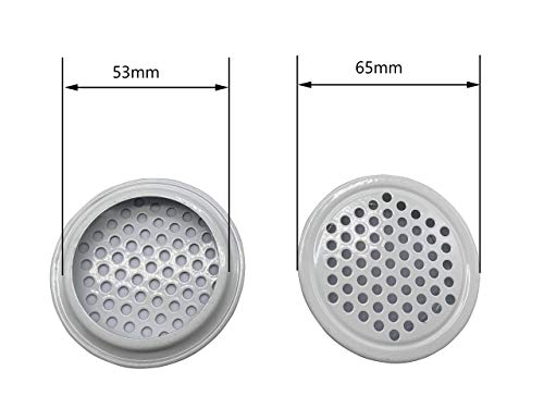White Soffit Vents 53Mm Stainless Steel Circular Round Mesh Hole Air Vents For Kitchen Bathroom Cabinet Wardrobe (Flat, 20Pcs) #TOP1