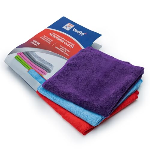 Image of HP Vaahn Microfiber Cloth for Car- 3 pcs - 40x40 cms - 350 GSM | Ultra Absorbent, Lint-Free Cleaning & Drying Towel | High-Density, Reusable & Eco-Friendly | Microfibre Towels for Car Bike Cleaning