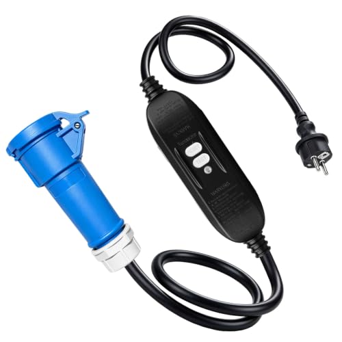 TECKZOON Adapterkabel Schuko auf CEE, 3 m, mit integriertem FI-Schutzschalter