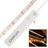 Flexible Motion Sensor LED Light Strip, Ownta 4 AAA Batteries Powered Motion Activated LED Light Strip, Smart LED Light Strip For Cabinet, Bookshelf and Other Dark Places, 1M/3.28ft/30 LEDs, 1 Pack
