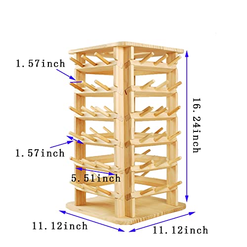 Image of BAENRCY 72-Spool 360 Fully Rotating Wooden Thread Holder Sewing and Embroidery Thread Rack and Organizer Thread Rack for Sewing