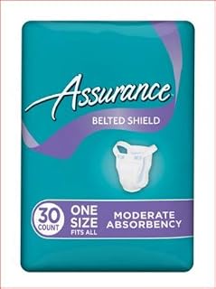 Pack of 4 - Assurance Incontinence Belted Shield Unisex, Moderate, One Size Fits All, 30 Ct