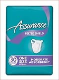 Pack of 4 - Assurance Incontinence Belted Shield Unisex, Moderate, One Size Fits All, 30 Ct