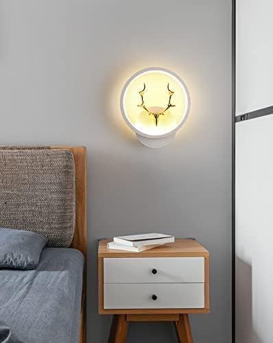 Image of Home Decore Led Fancy Wall Light,Night Lamp,Decorative Lamp,Wall Hanging Lights for Bedroom,Living Room,Color(Warm White+Natural White+Cold White).(white Round Deer Head)(Pack of 2)