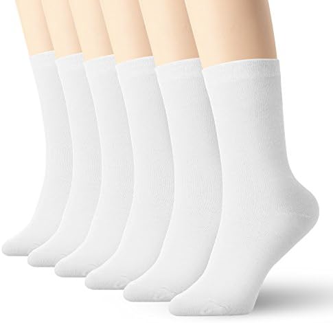 Womens White Thin Cotton Scosk High Ankle 6 Pack White Medium
