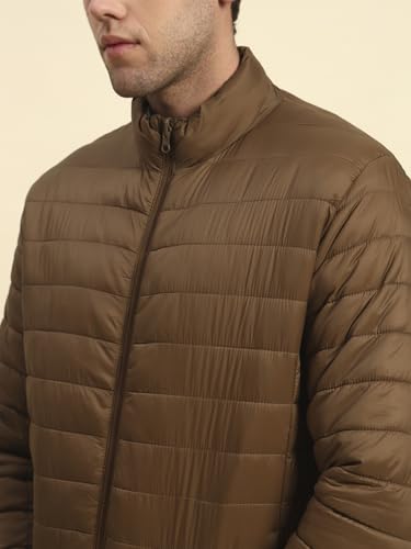 Image of Cantabil Reversible Jacket for Men | Premium Casual Jacket Smart Fit Mock Neck Nylon Fabric Solid Pattern (P MJKT00249)