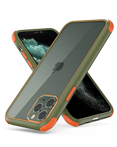 MobNano Coque Compatible avec iPhone 11 Pro 360 degrés Antichoc Pro Anti-Rayures Transparente PC/TPU Silicone Etui pour iPhone 11 Pro - Vert Clair/Orange Cover