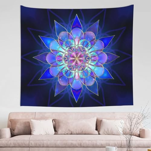 Tapisserie murale géométrique rectangulaire avec motif mandala imprimé