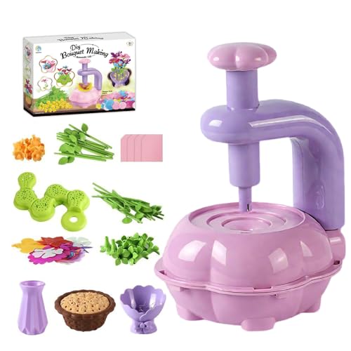 JOAASU Kit de Bricolage Floral, Création Bouquet avec Machine à Fleurs, Kit Création Bouquet de Fleurs DIY, Fabrication de Fleur, Idée Cadeau Anniversaire Les Cadeaux de Noël Fille (Violet)
