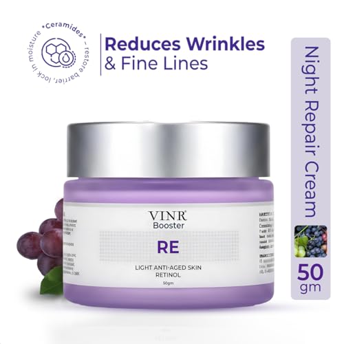 Image of VINR 1% Retinol Night Cream For Anti Aging Cream For Reduce Wrinkles & Anti-Aging | Non Sticky & Oil Free Moisturizer with 1% Niacinamide, 1% Ceramide| Anti Aging Cream For Women & Men For All Skin Types - 50gm (Pack of 2)